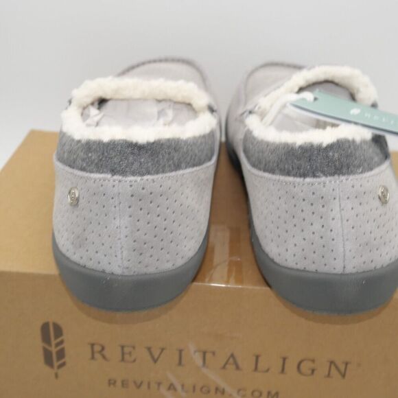 NEW Revitalign Men\'s 8 Fiesta Orthotic Slippers Grey Indoor/ Outdoor Suede main image 4